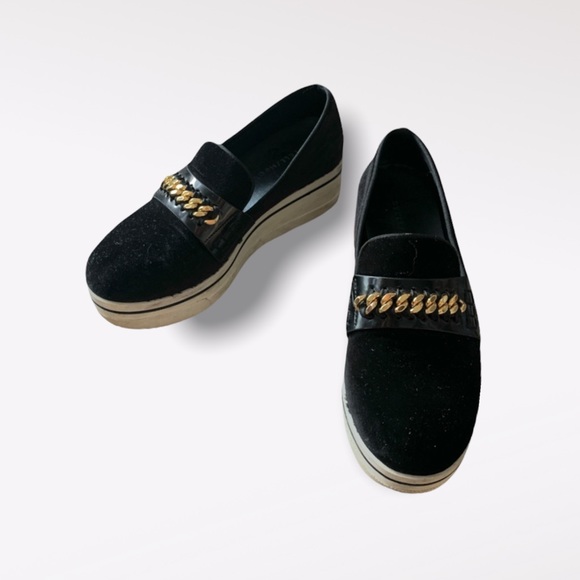 Stella McCartney Shoes - Stella McCartney Velvet Gold Chain Platform Shoes